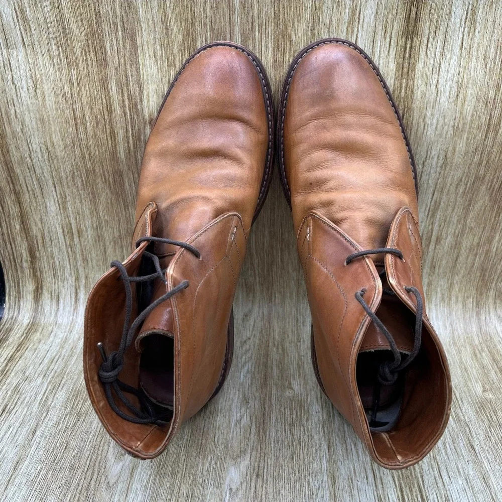 Frye Murray Chukka Boots Men's Size 10.5 Cognac Leather Lace Up 3480268-COG